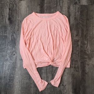 Light pink tie front shirt
